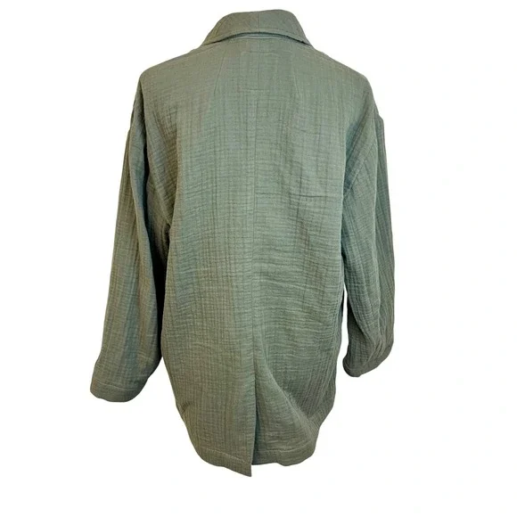 MADEWELL Green Dorset Casual Blazer Jacket Sz M Office Work Lagenlook Lightspun - Picture 7 of 13